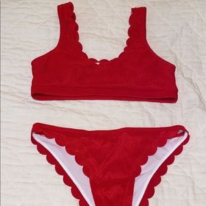 Shein red scallop bikini set
